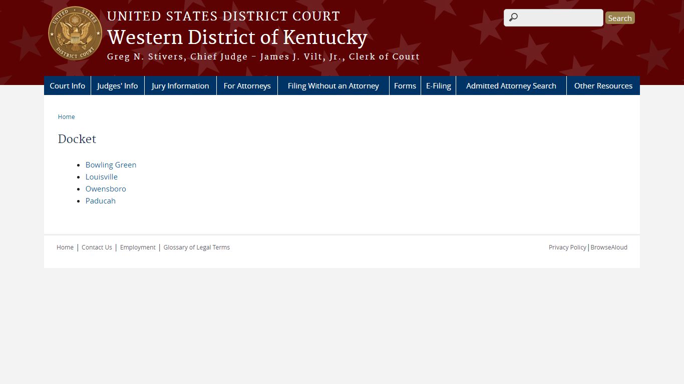 Docket | Western District of Kentucky | United States District Court